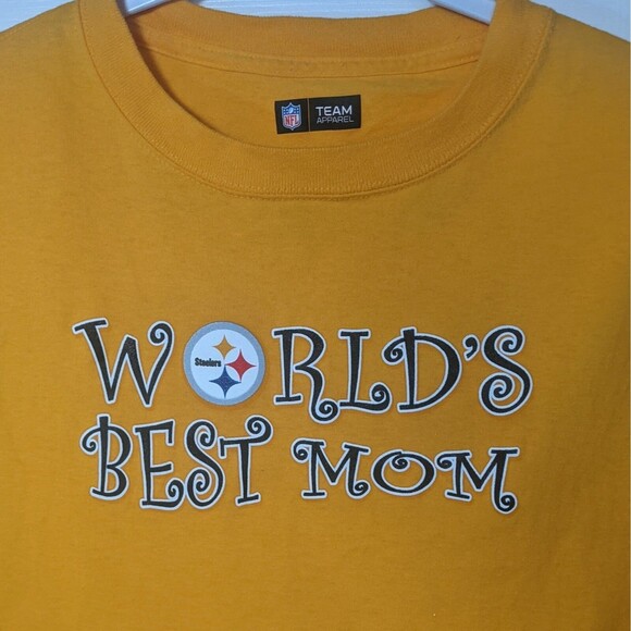 Steelers T Shirt Women's XL X-Large Plus NFL World's Best Mom Gold Black Logo - Picture 2 of 5